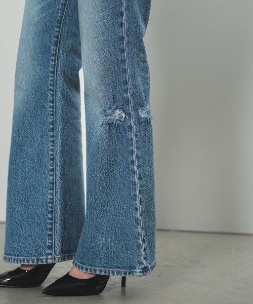 SENEE ブルーブーツカットデニム SENEE」 ブーツカットデニムパンツ SMALL ブルー レディース