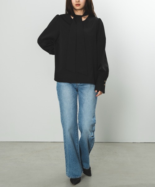 SENEE ブルーブーツカットデニム SENEE」 ブーツカットデニムパンツ SMALL ブルー レディース
