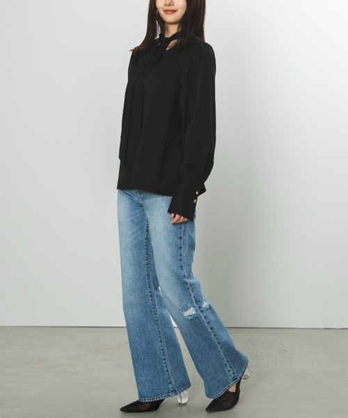 SENEE ブルーブーツカットデニム SENEE」 ブーツカットデニムパンツ SMALL ブルー レディース