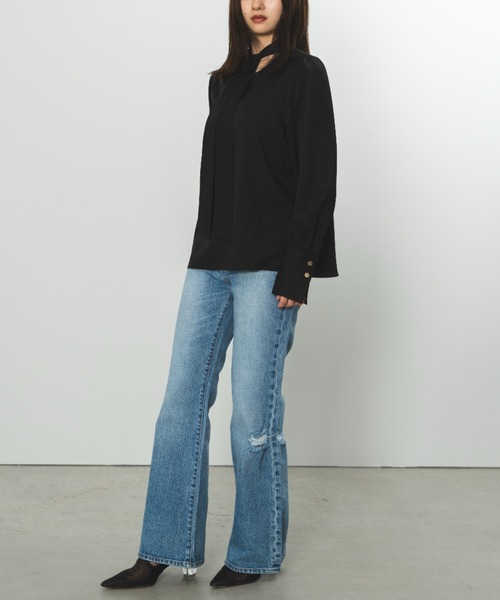 SENEE」 ブーツカットデニムパンツ SMALL ブルー レディース