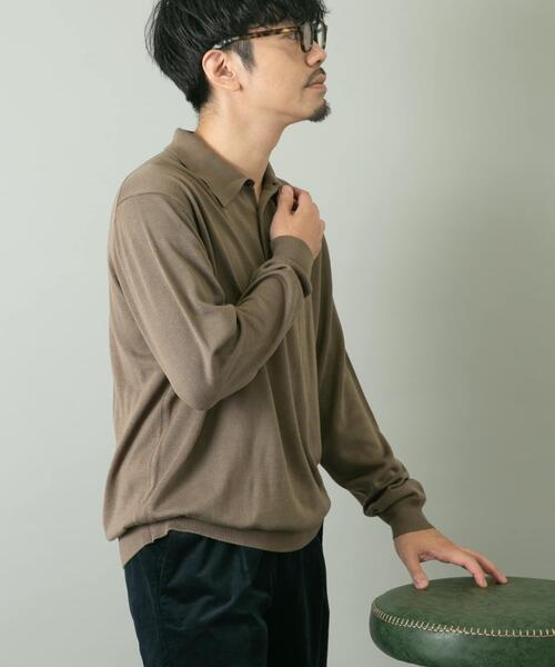 「URBAN RESEARCH ROSSO MEN」 長袖ポロシャツ LARGE ネイビー メンズ_画像6