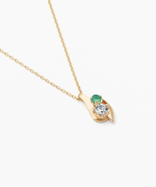 ネックレス K10YG キュービックジルコニア・エメラルド ネックレス レディースの画像