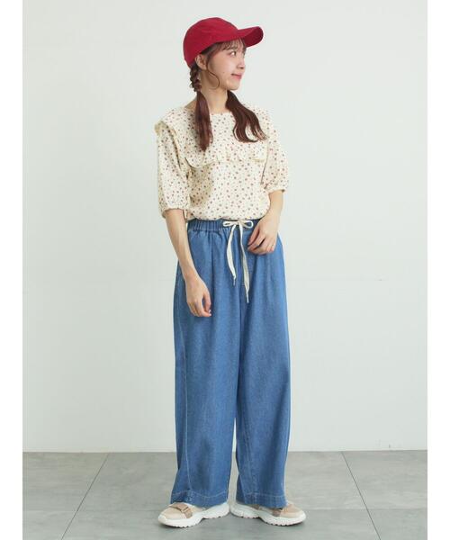 パンツ 「接触冷感」デニムイージーパンツ レディースの画像