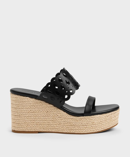 Charles & Keith エスパドリーユ ウェッジサンダル 23.5 CHARLES ＆ KEITH（チャールズ&キース） サンダル カットアウト