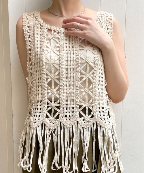 「terrace」 ノースリーブトップス MEDIUM キナリ レディース_画像6