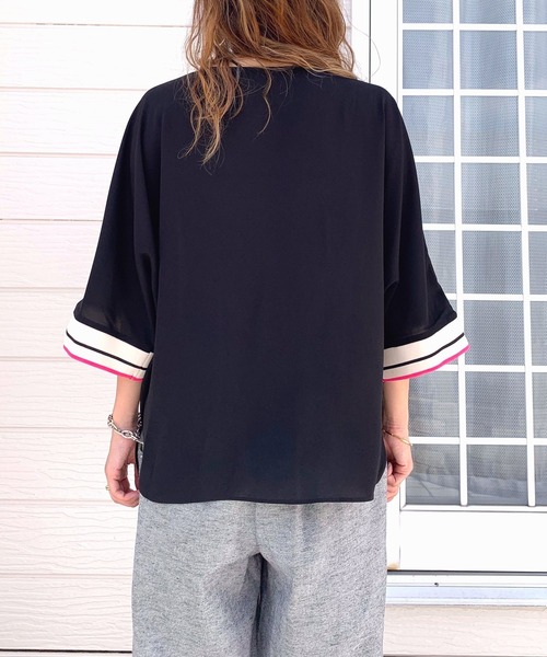 「Q」 半袖ブラウス MEDIUM カーキ レディース_画像8