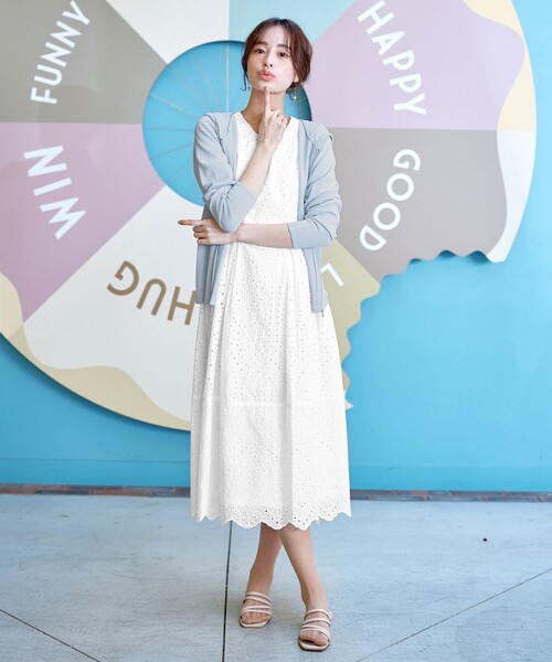 「Tiaclasse」 半袖ワンピース M ネイビー レディース_画像8