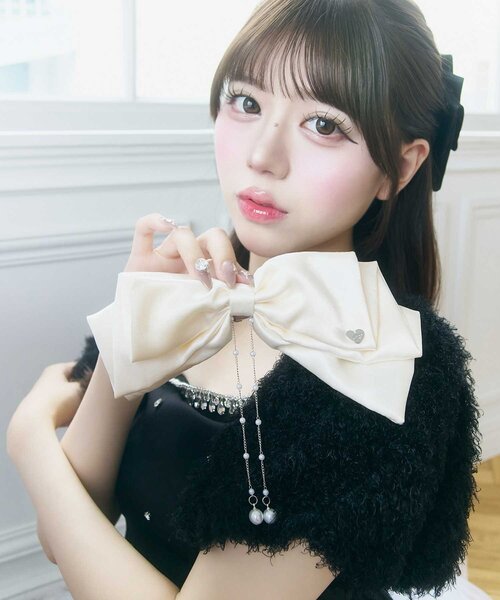 Belle Charme ヘアクリップ 「Belle Charme」Big Ribbon Pearl Barrete