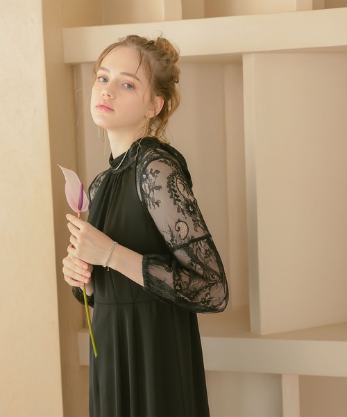 「Dorry Doll」 長袖ワンピース MEDIUM ネイビー レディース_画像4