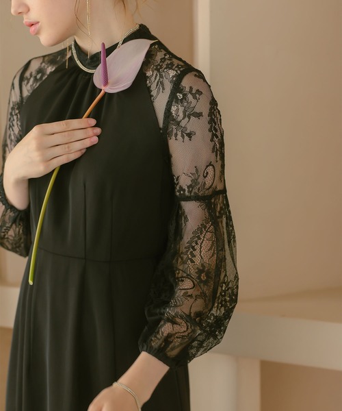 「Dorry Doll」 長袖ワンピース MEDIUM ネイビー レディース_画像6