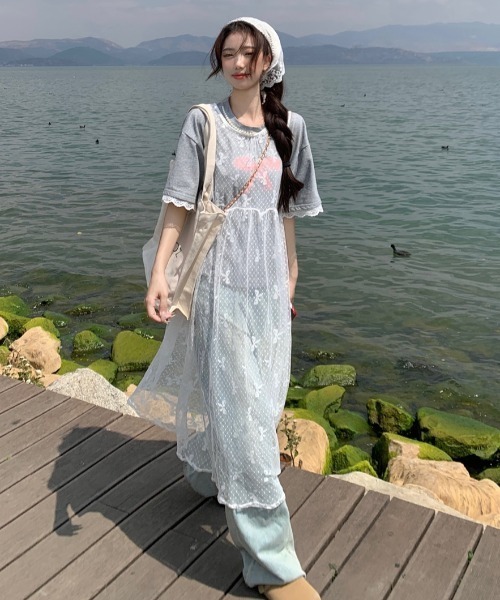 「Achic」 ノースリーブワンピース M ホワイト レディース_画像4