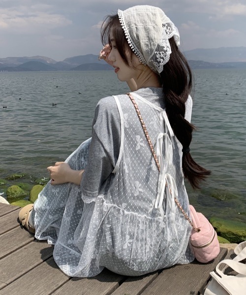 「Achic」 ノースリーブワンピース M ホワイト レディース_画像8