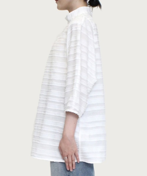 STYLEBLOCK ブラウス シャツ ジャガードボーダーコクーン