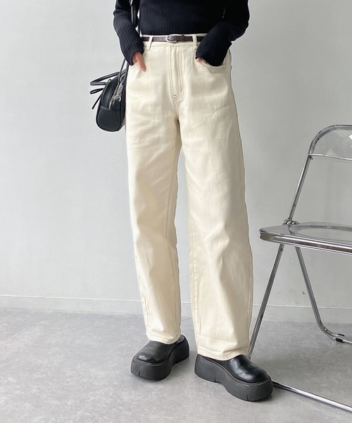 AS KNOW ジーンズ デニム デニムパンツベルト付ゆるりカーブ