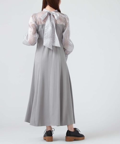 【新品】結婚式 シアードットボウタイレイヤードワンピース サンプル品 archives ワンピース シアードットボウタイレイヤードワンピース
