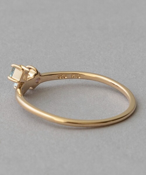 指輪 K10YG レイヤード ナチュラルストーン リング K10YG レイヤード ナチュラルストーン