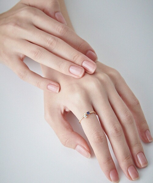 指輪 K10YG レイヤード ナチュラルストーン リング K10YG レイヤード ナチュラルストーン