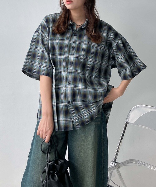 k出品 AS KNOW ブラウス シャツ着回して半袖ビッグシャツ レディース