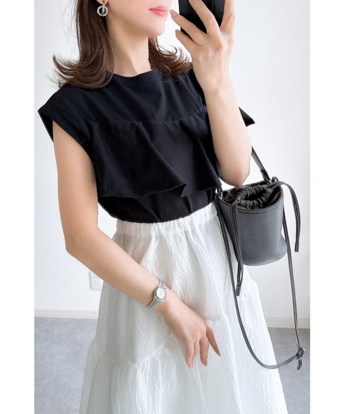 tシャツ Wエアーアシメフリルトップス レディース index tシャツ アシメフリルトップス「UV/接触冷感/洗濯機洗い可