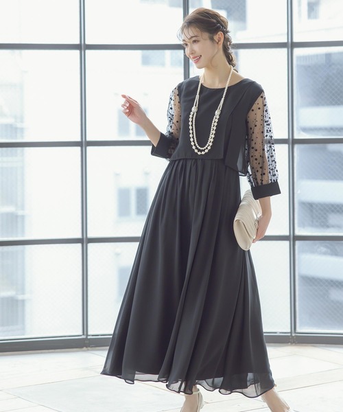 Retica（レティカ） ドレス パーティードレス シースルー 七分袖