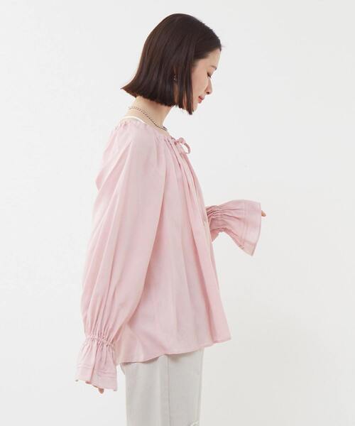 soffitto ブラウス シャツ シアーギャザーブラウス レディース