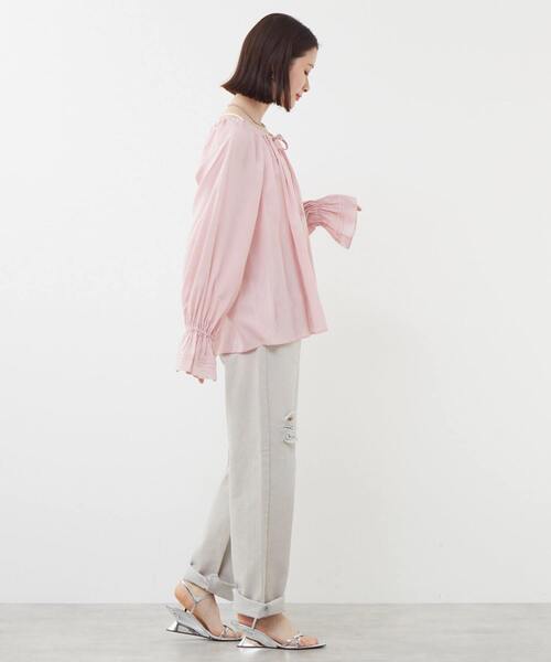 soffitto ブラウス シャツ シアーギャザーブラウス レディース