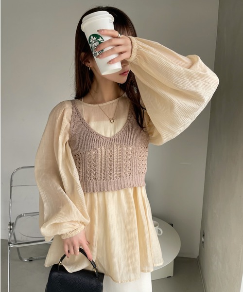【a1594】ANNA MOLINARI ビスチェ 透かし編み S ベージュ a1594】ANNA MOLINARI ビスチェ 透かし編み S ベージュ（Amazon