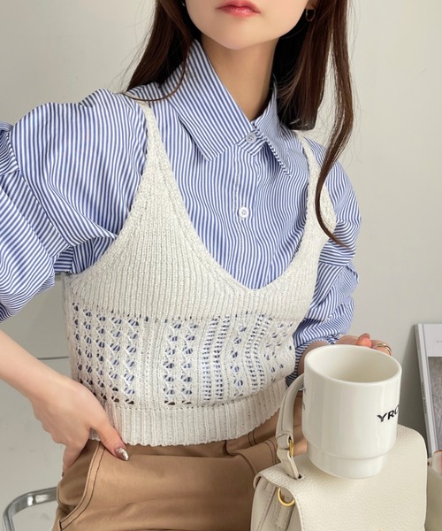 Ada. ベスト ジレ 透かし編み ニット ビスチェ レディース