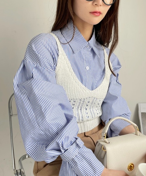 Ada. ベスト ジレ 透かし編み ニット ビスチェ レディース
