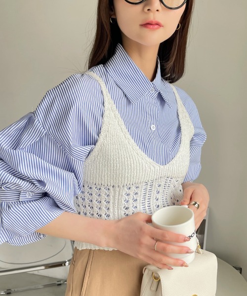 ベスト ジレ ZIPニットビスチェ レディース She's Closet ベスト ジレ ショート丈フロントジップニット
