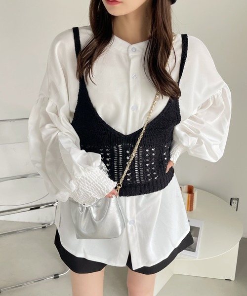 ベスト ジレ ZIPニットビスチェ レディース She's Closet ベスト ジレ ショート丈フロントジップニット