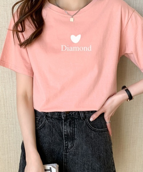 deux amour tシャツ ハート＆ロゴプリントTシャツ レディース