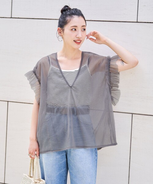 【完売】チュールベスト Thevon.｜チュールフリルベスト×ノースリセットプルオーバー