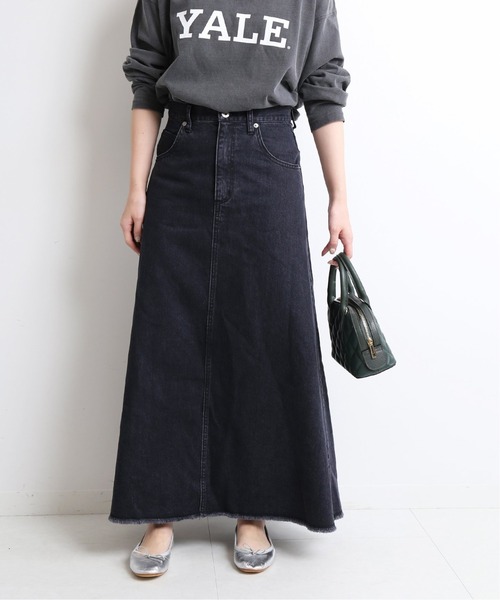 SLOBE IENA」 デニムロングスカート 38 ブラック レディース  