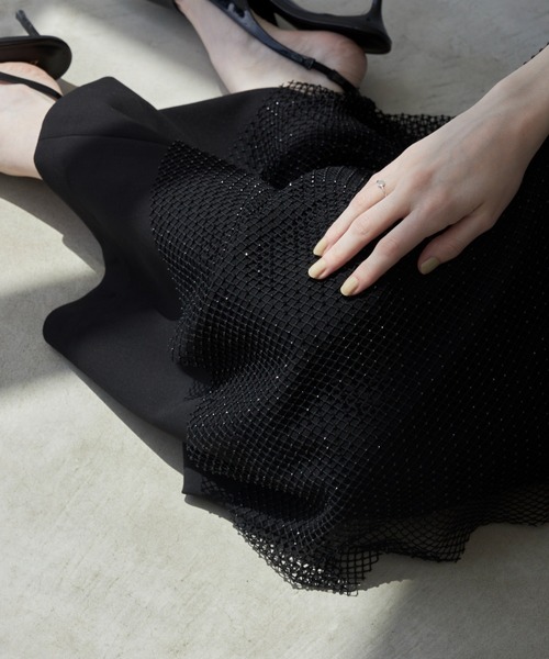 JOSE MOON ワンピース LINE STONE CAMIDRESS/ラインストーン