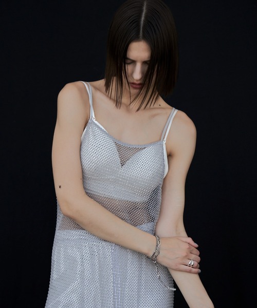 JOSE MOON ワンピース LINE STONE CAMIDRESS/ラインストーン