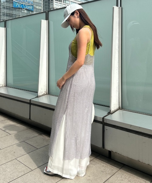 JOSE MOON ワンピース LINE STONE CAMIDRESS/ラインストーン