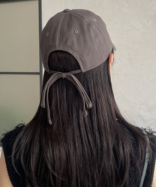 CA4RA バッグリボンキャップ ブラック CA4LA キャップ 帽子 レディース 浅め カシラ リボンキャップ