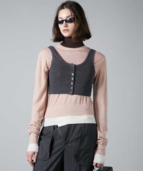 即国内発送・送込♪BCBG♪カラーブロックセータードレス$108 PRANK PROJECT ニット セーター レイヤードカラーブロックニット