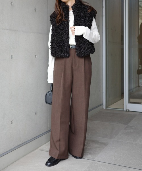 andme（アンドミー） ベスト ジレ ショート丈シープファーベスト