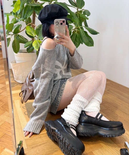 Heather（ヘザー） ニット セーター フロントリボンチュニックニット