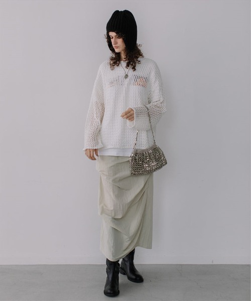 カーディガン 2way crochet knit cd レディース