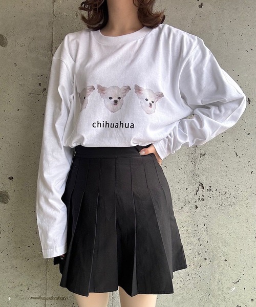 tシャツ デザインロンT レディース tシャツ 「低身長用サイズあり」アニマル×英字デザインロンT