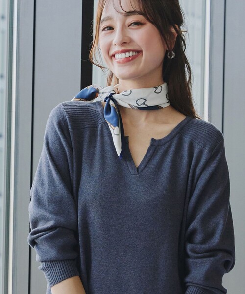 Tiaclasse ニット セーター キーネックラメニットチュニック