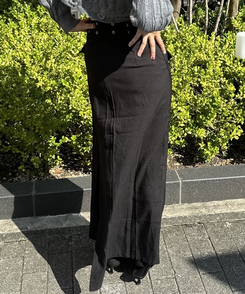 madrepadre スカート ベルト付きスリットロングスカート : ZOZOTOWN