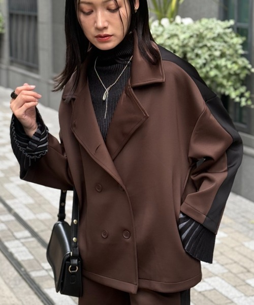 deux amour ジャケット テーラードジャケット 配色ポンチジャケット