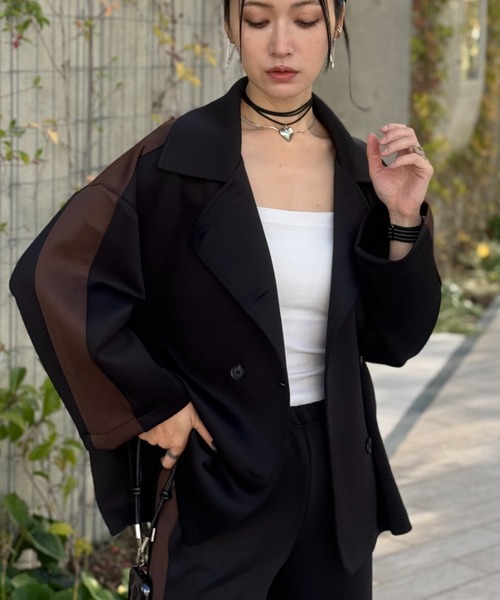 deux amour ジャケット テーラードジャケット 配色ポンチジャケット