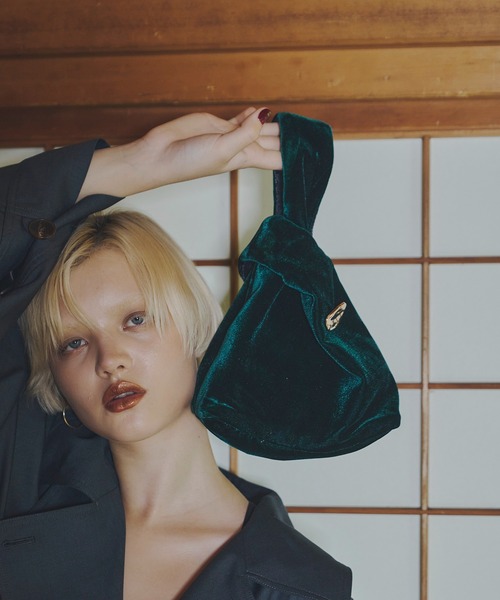 vintage ベロア ビーズ bag ヴィンテージ ビーズ クロッシェバッグ（Vintage Beaded Crochet Bag