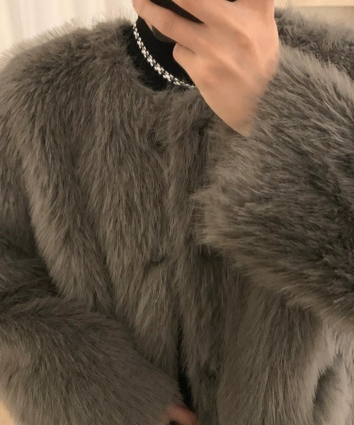 Otte ジャケット テーラードジャケット ノーカラーグレーファー