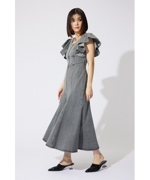 【ヒロインワンピ】フリルスリーブマーメイドワンピース 春服 夏服 タグ付き rienda ワンピース 「ヒロインワンピ」フリルスリーブマーメイド